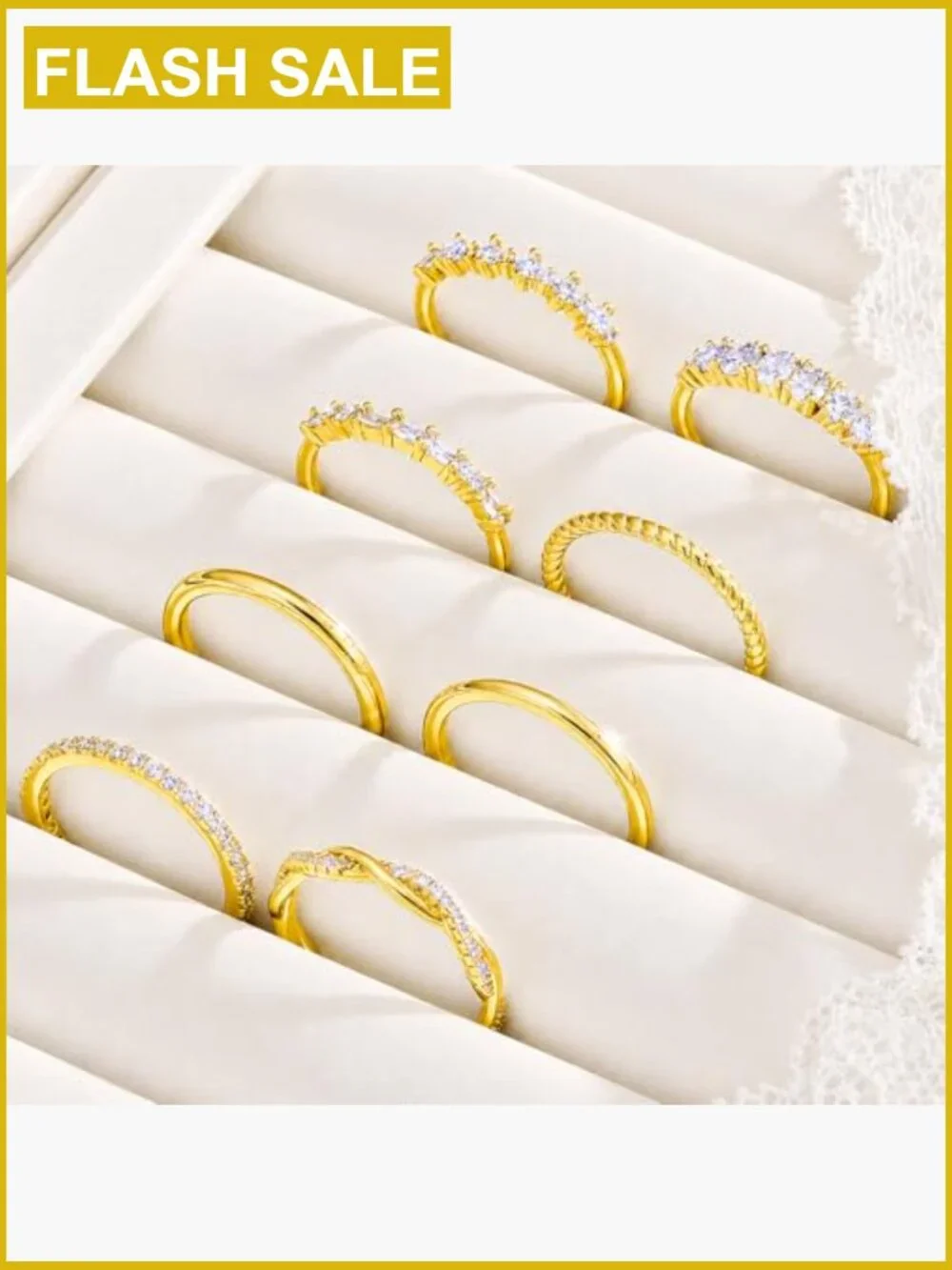 8-Piece CZ Stackable Rings Set - Dainty Daily Wedding Band Gift